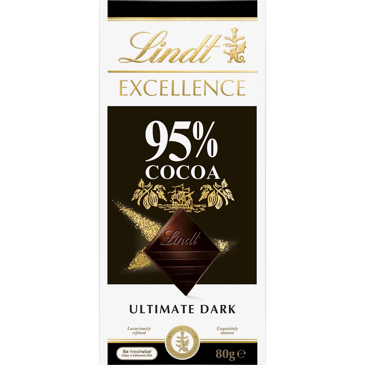 Lindt Excellence 95% Cocoa Dark Chocolate Block 80g