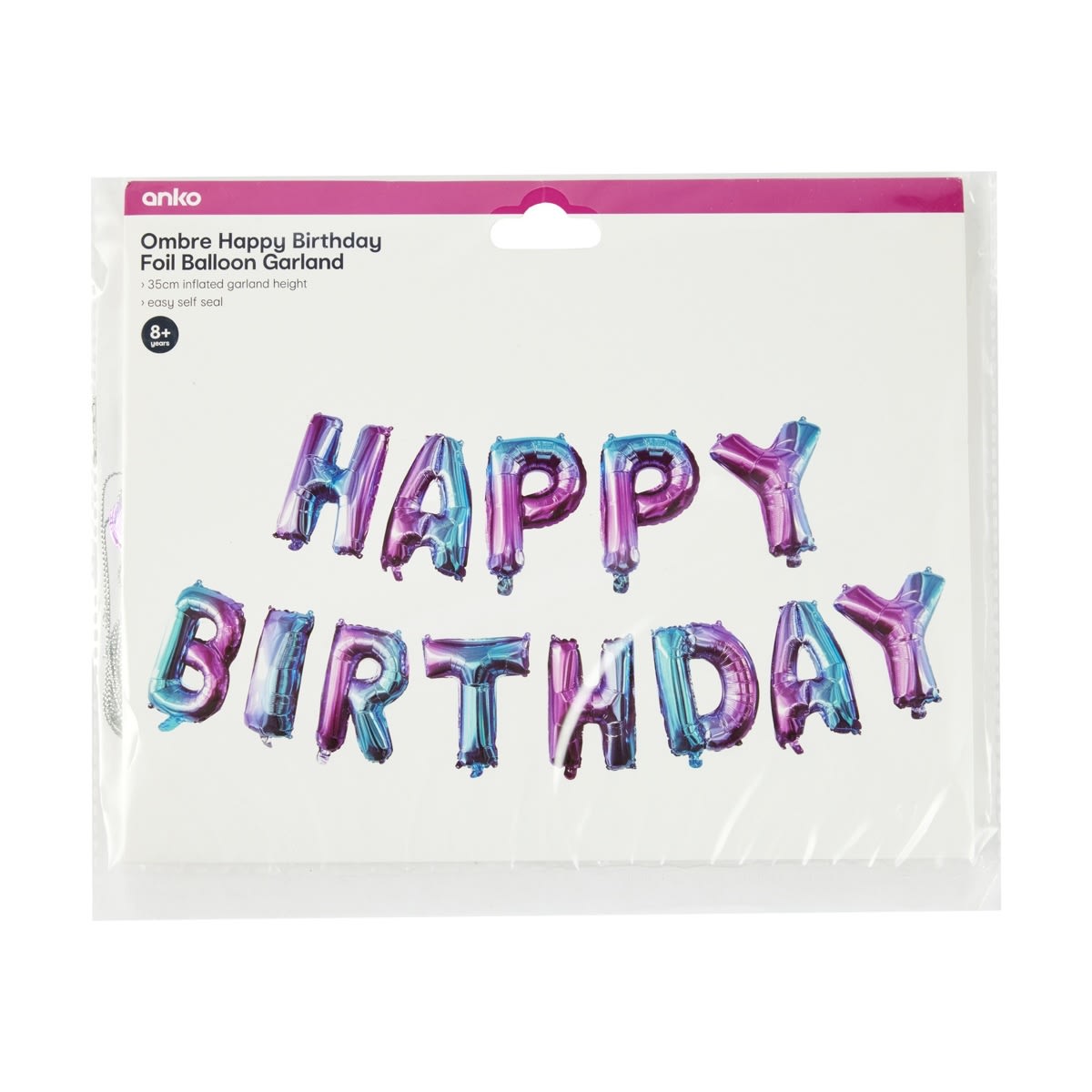 Ombre Happy Birthday Foil Balloon Garland