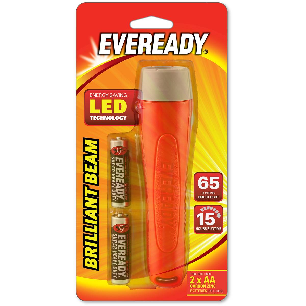 Eveready All Purpose Handheld Torch 65 Lumens AA Batteries each
