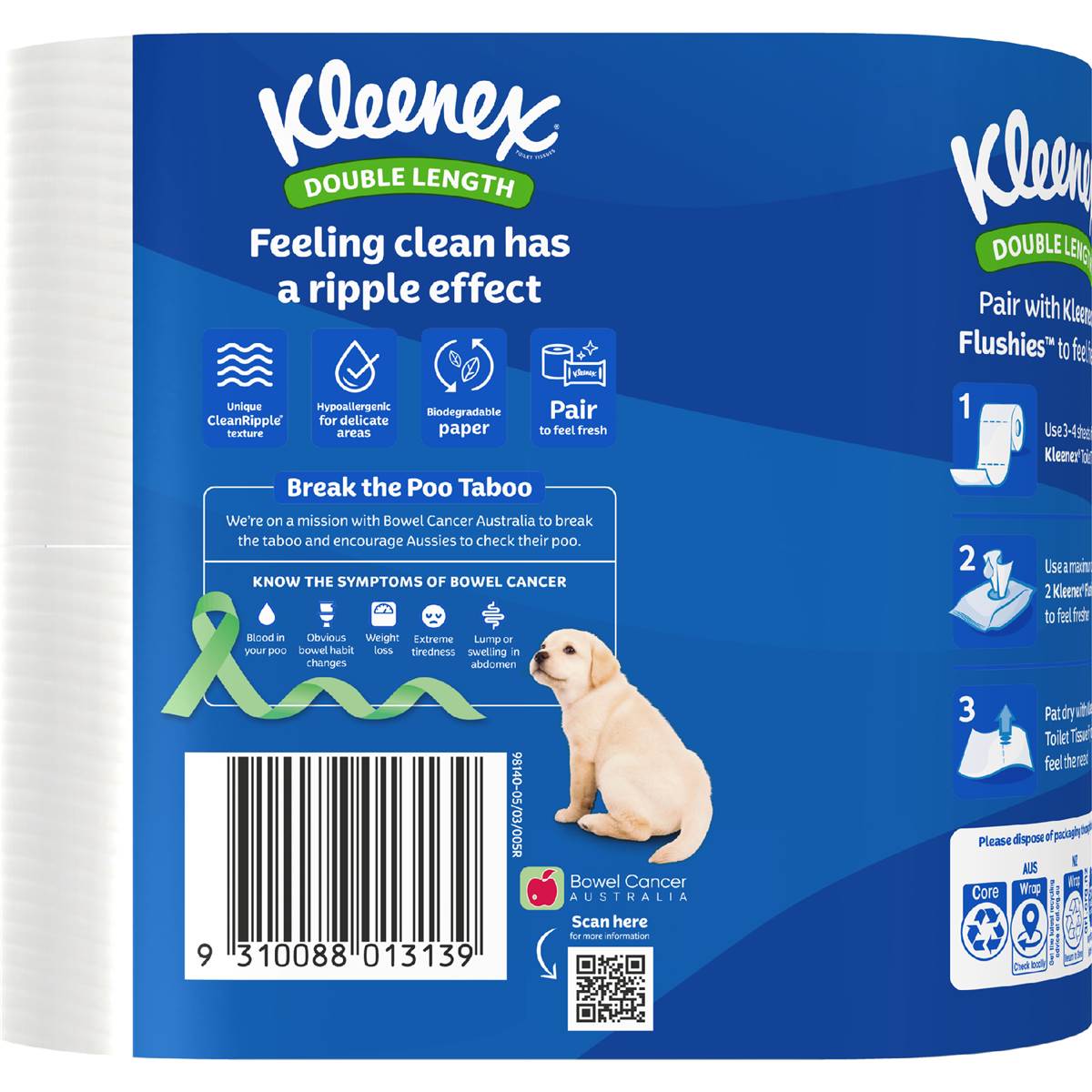 Kleenex Complete Clean Double Length Toilet Paper 4 Pack
