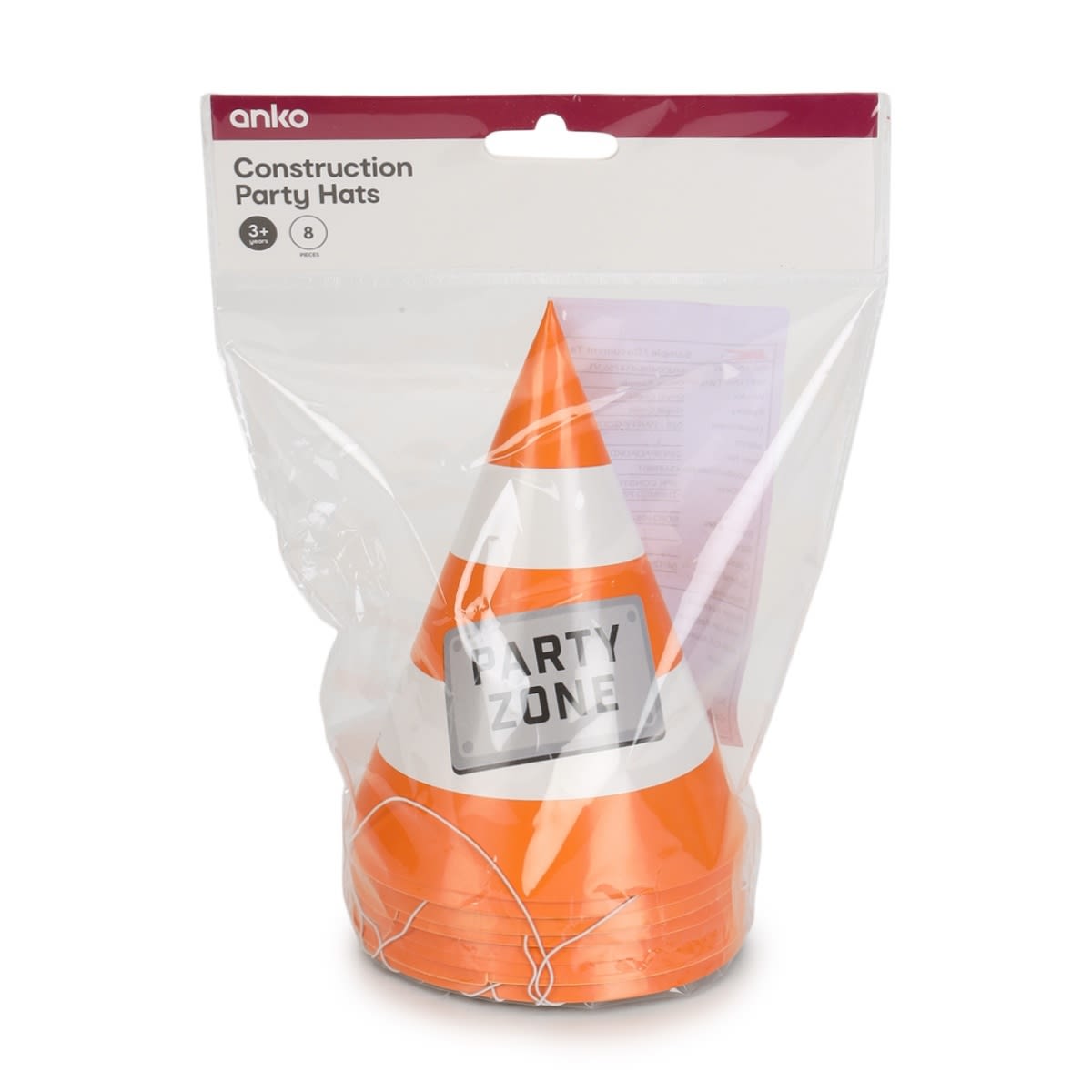 8 Piece Construction Party Hats