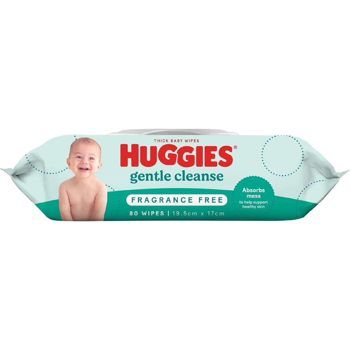 Huggies Thick Baby Wipes Fragrance Free 80 Pack