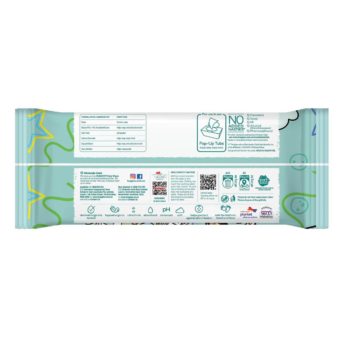 Huggies Thick Baby Wipes Fragrance Free 80 Pack