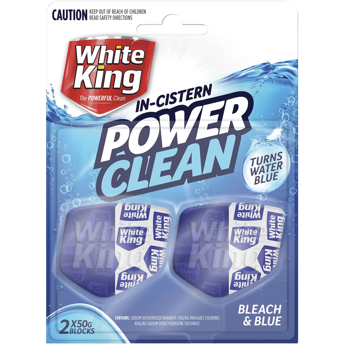 White King Power Clean In Cistern Bleach & Blue 2 Pack