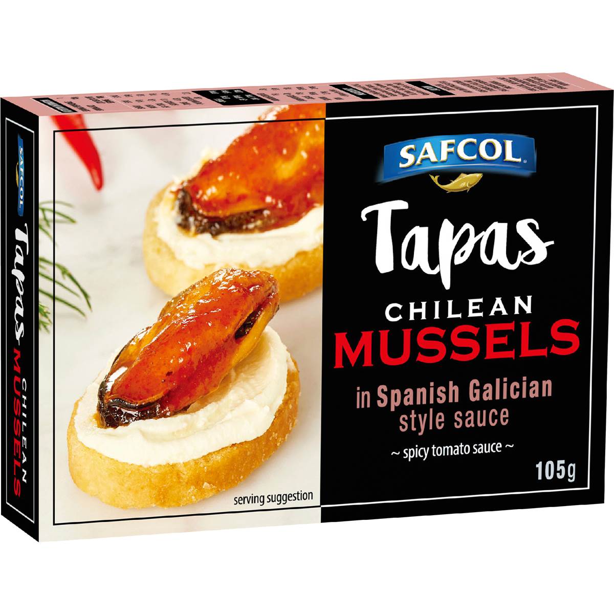 Safcol Tapas Chilean Mussels In Spanish Galician Style Sauce 105g