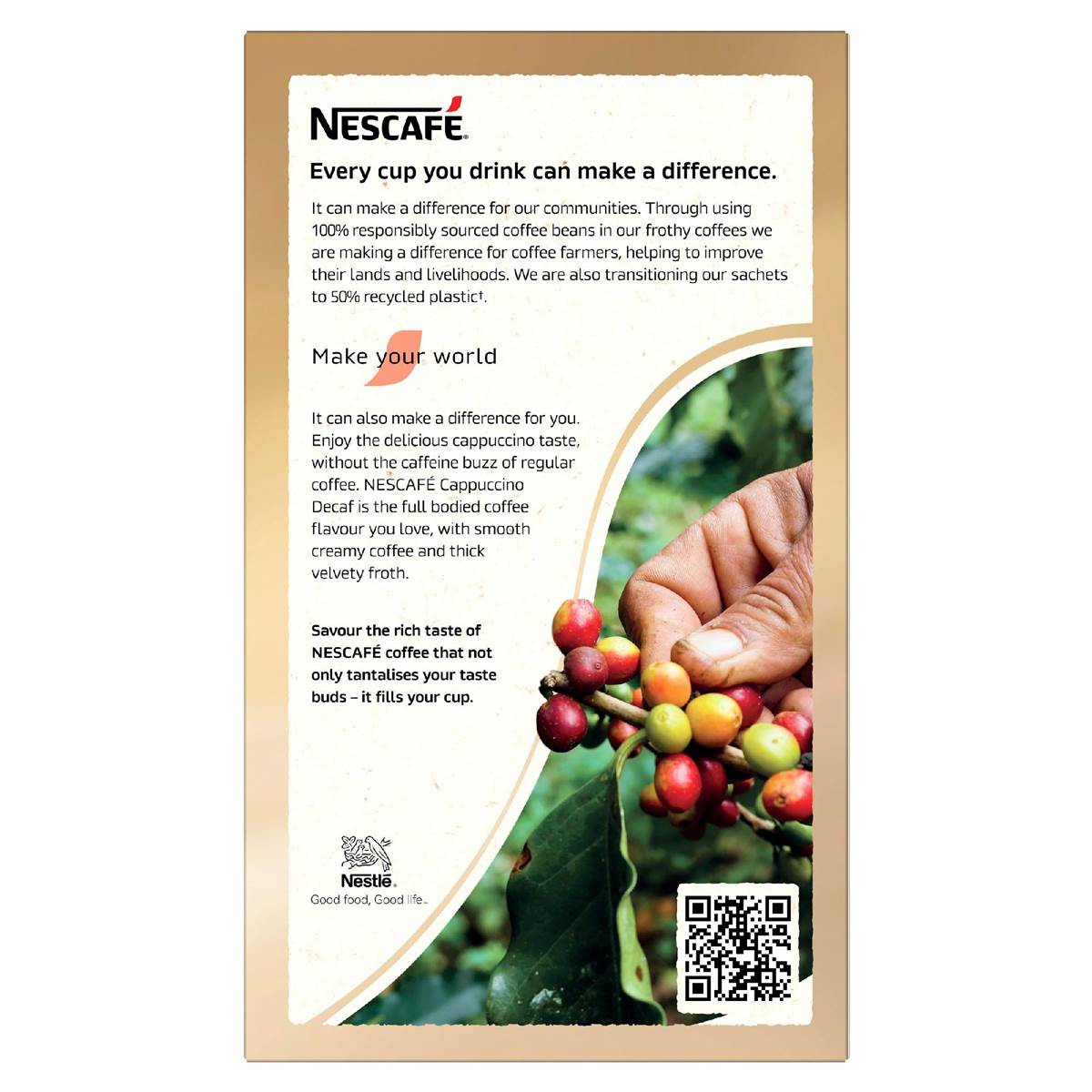 Nescafe Cappuccino Decaf Coffee Sachets 10 pack
