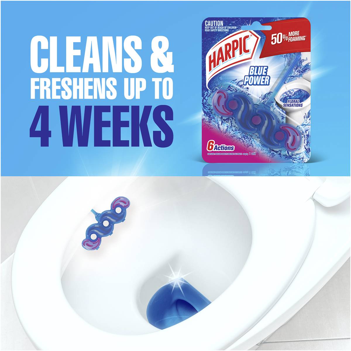 Harpic Blue Power Floral Sensations Toilet Cleaner Block 1 Pack