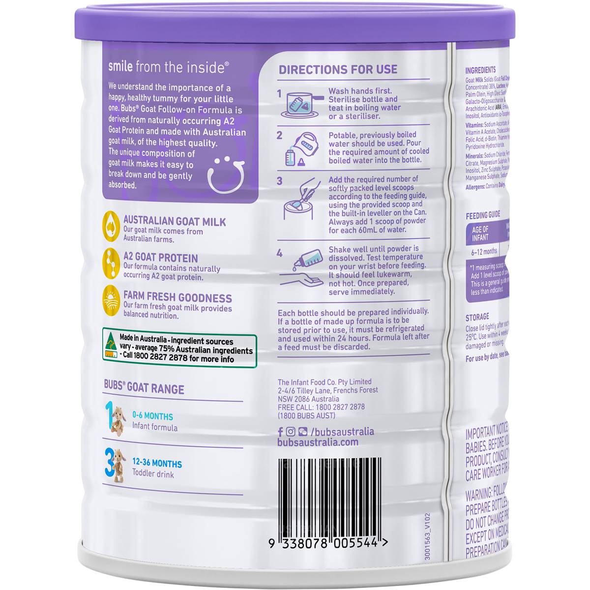 Bubs Goat Stage 2 Formula Stage 2 800g