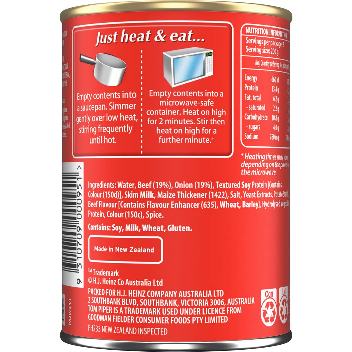 Tom Piper Braised Steak & Onions Canned Meal 400g