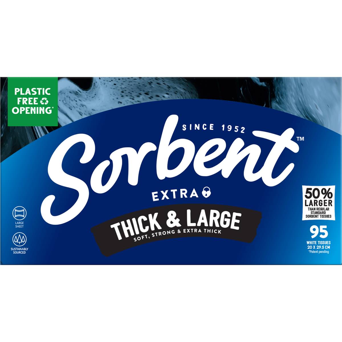 Sorbent Facial Tissues Thick & Large White 95 Pack