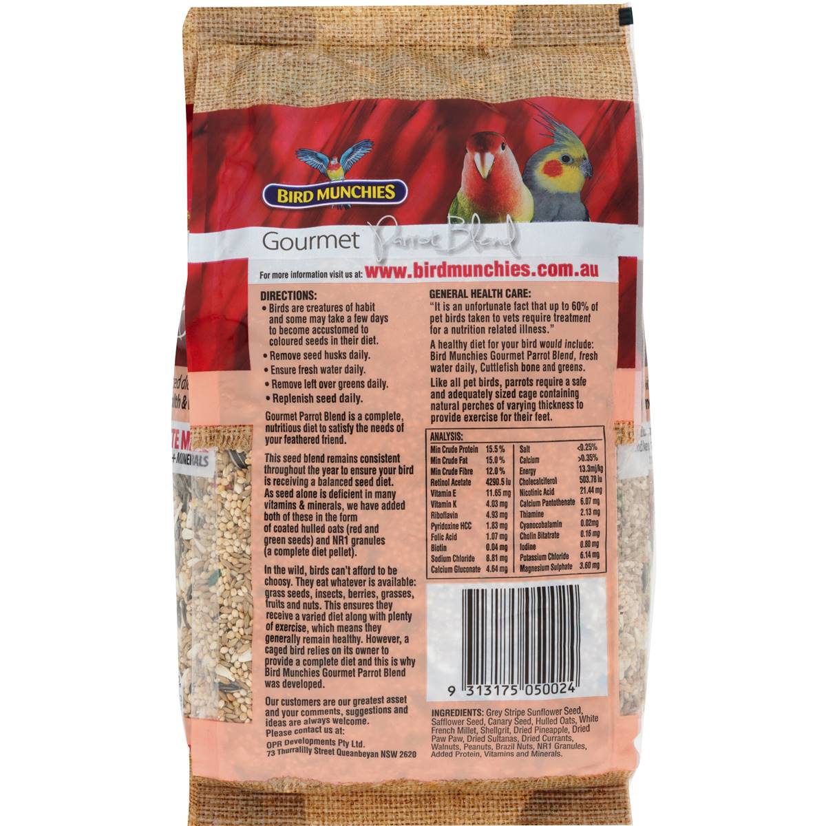 Bird Munchies Bird Food Gourmet Blend Parrot 1kg