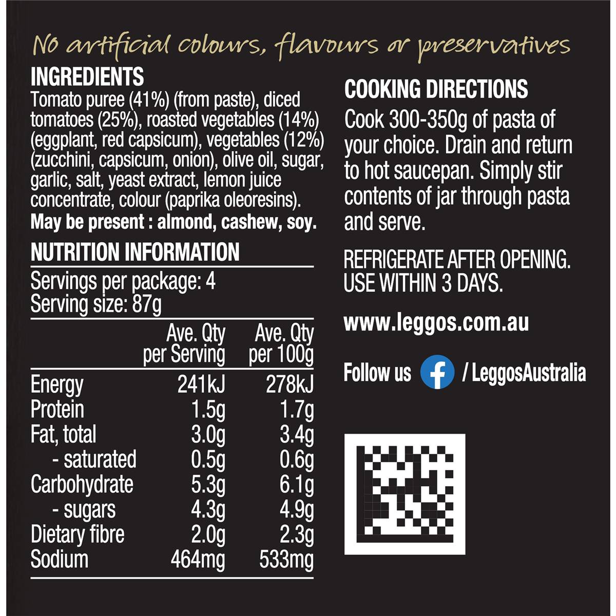 Leggo's Stir Through Sauce Roasted Vegetables 350g