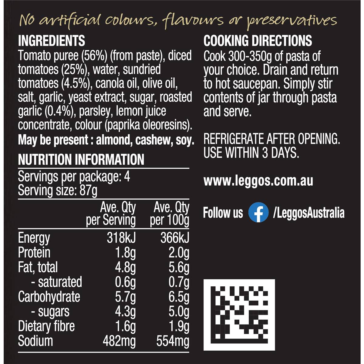 Leggo's Stir Through Sundried Tomato & Roasted Garlic Sauce 350g