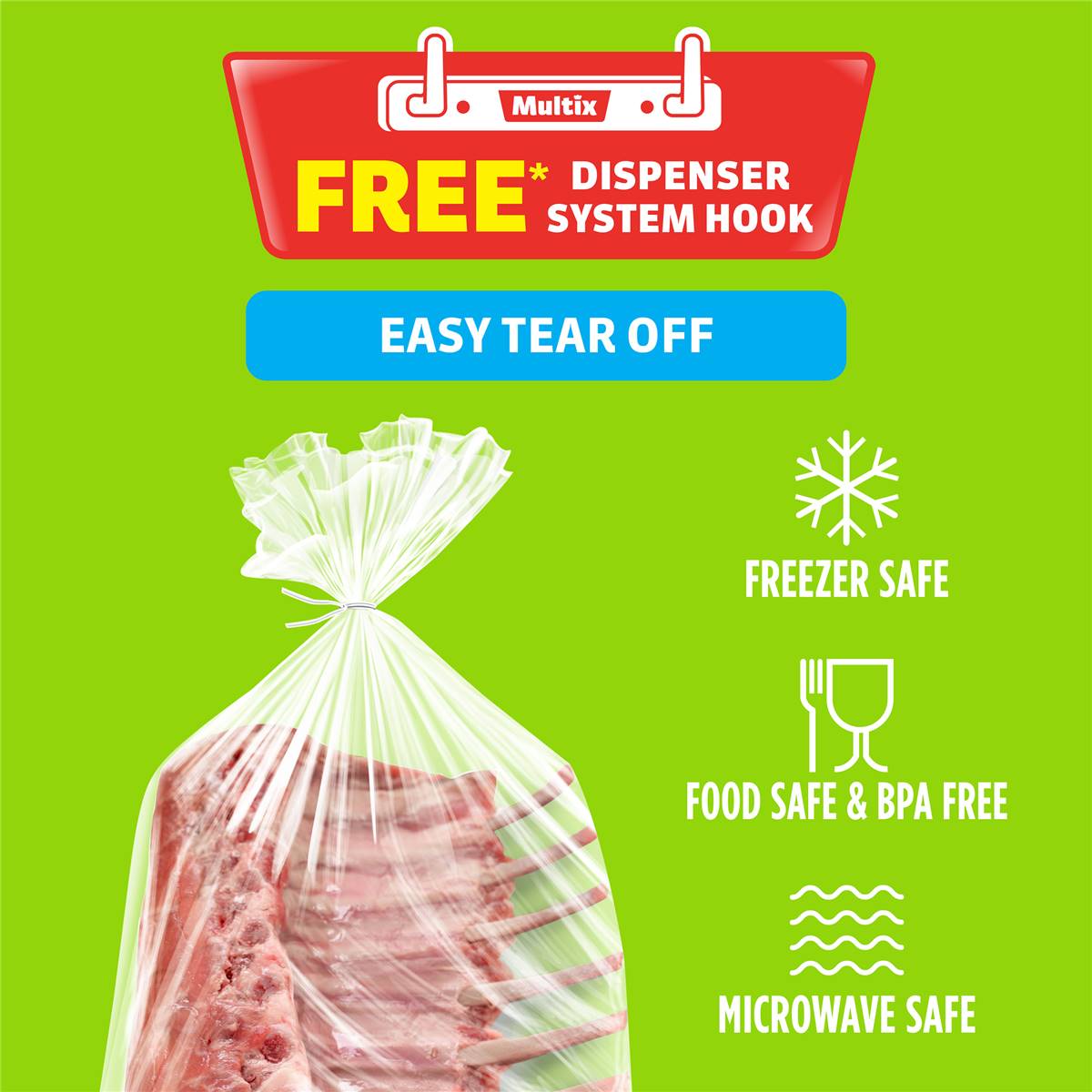 Multix Easy Tear Off Freezer Bags Large 40 pack