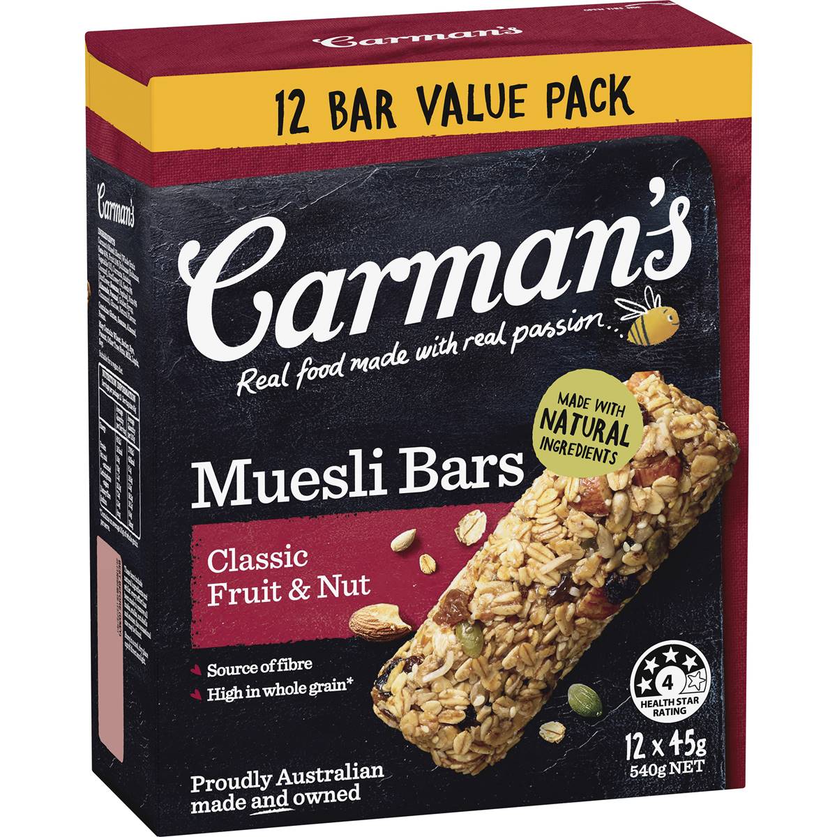 Carman's Muesli Bars Classic Fruit & Nut Value 12 pack