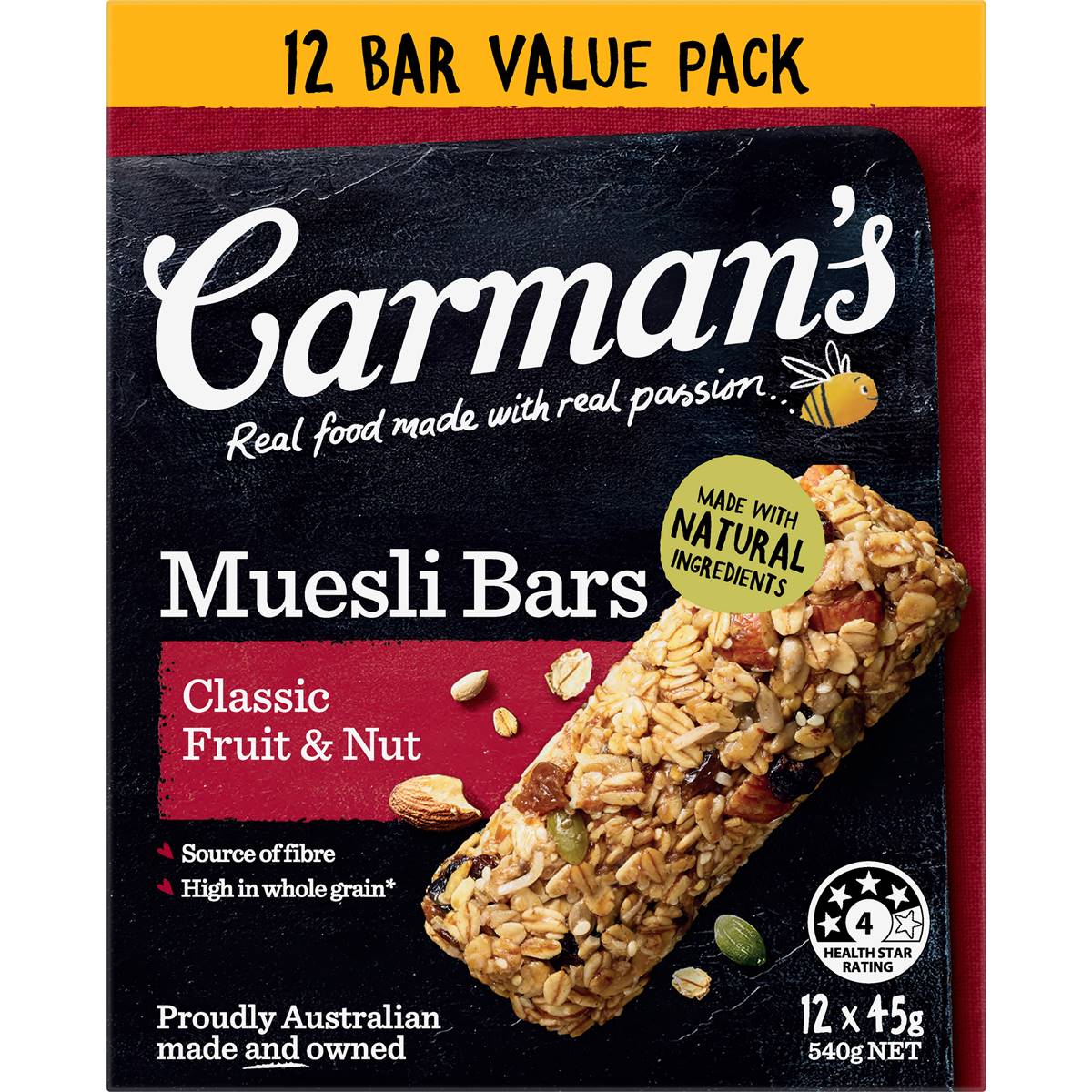 Carman's Muesli Bars Classic Fruit & Nut Value 12 pack