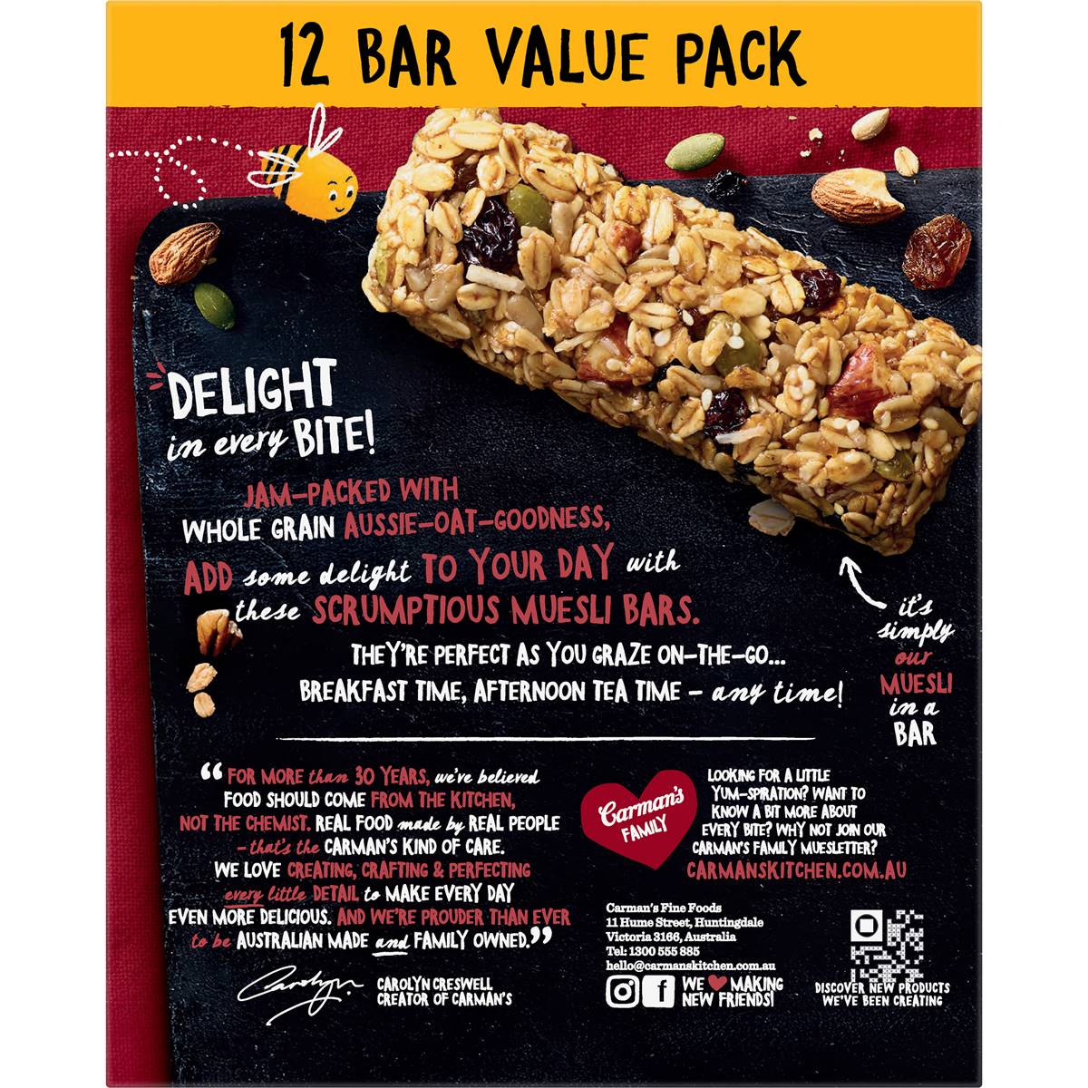 Carman's Muesli Bars Classic Fruit & Nut Value 12 pack