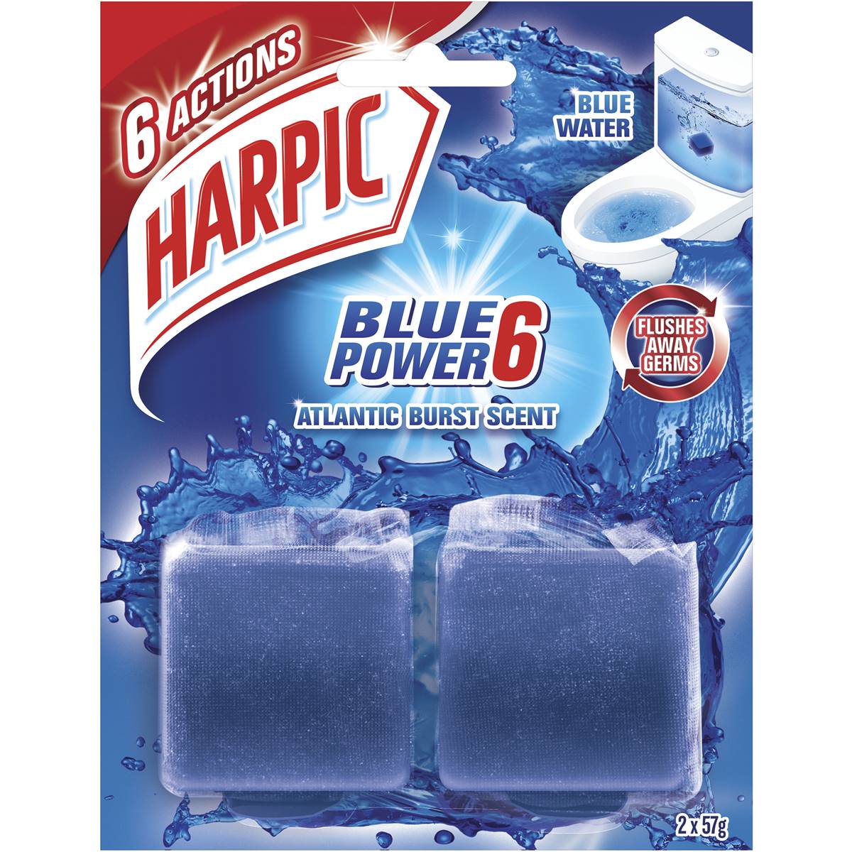 Harpic Foaming Blue Toilet Cleaner Block 114g x 2 Pack