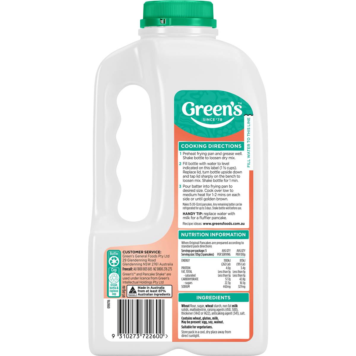 Green's Pancake Mix Original Shake 375g