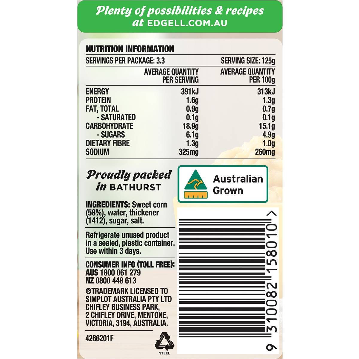 Edgell Creamed Corn 420g