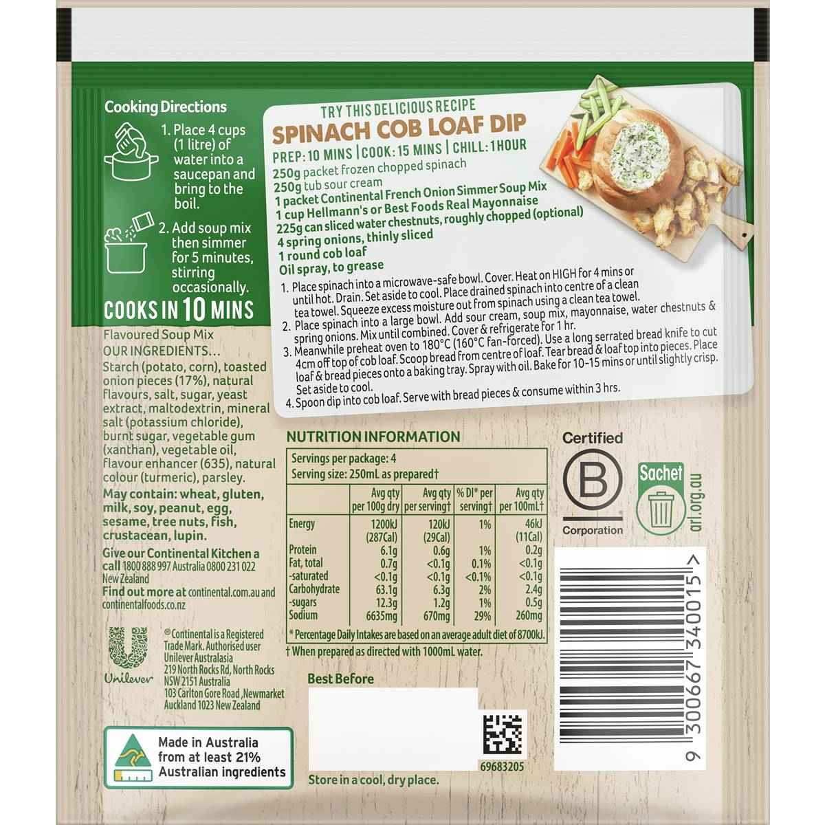 Continental Classics Simmer Soup French Onion 40g