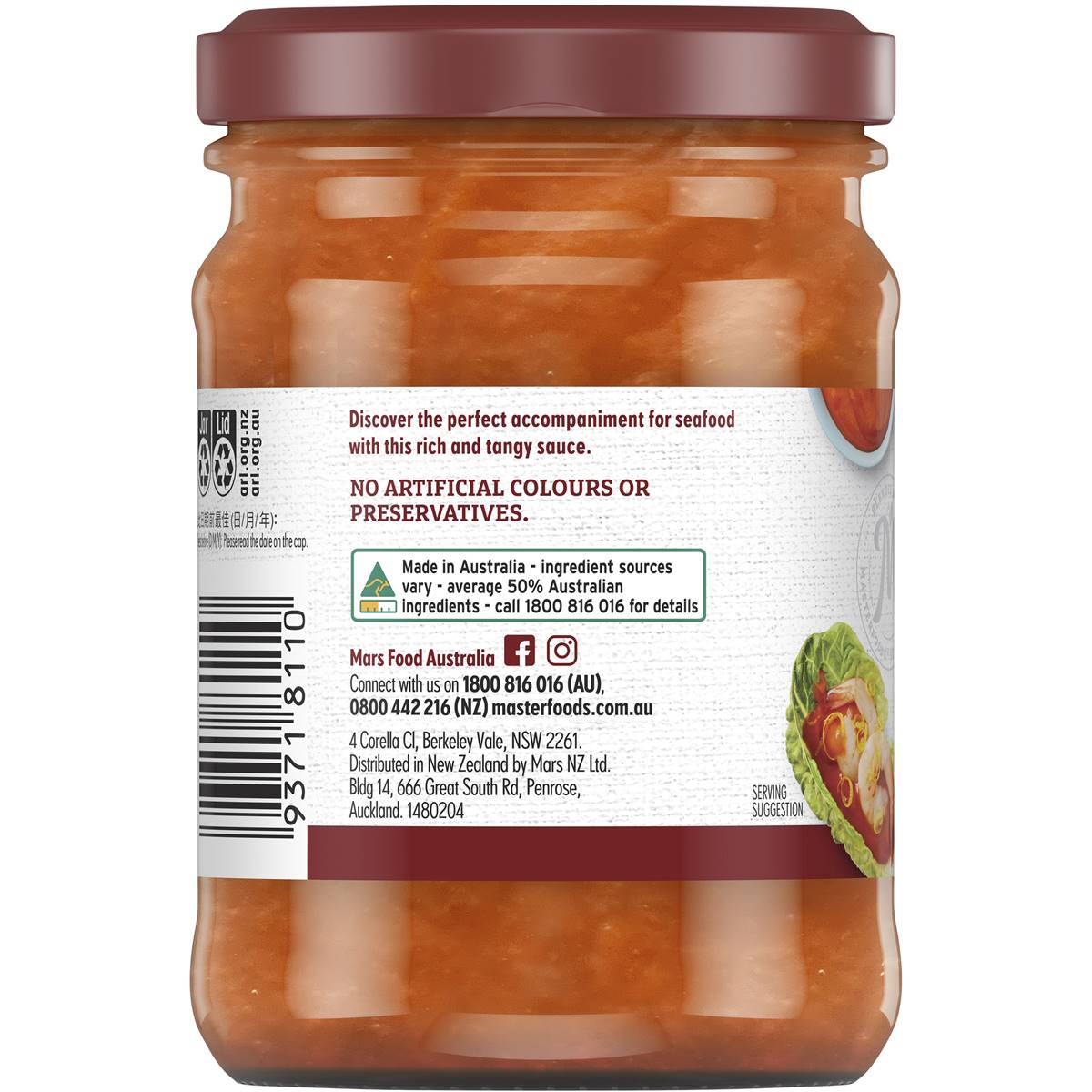 MasterFoods Seafood Cocktail Sauce 260g