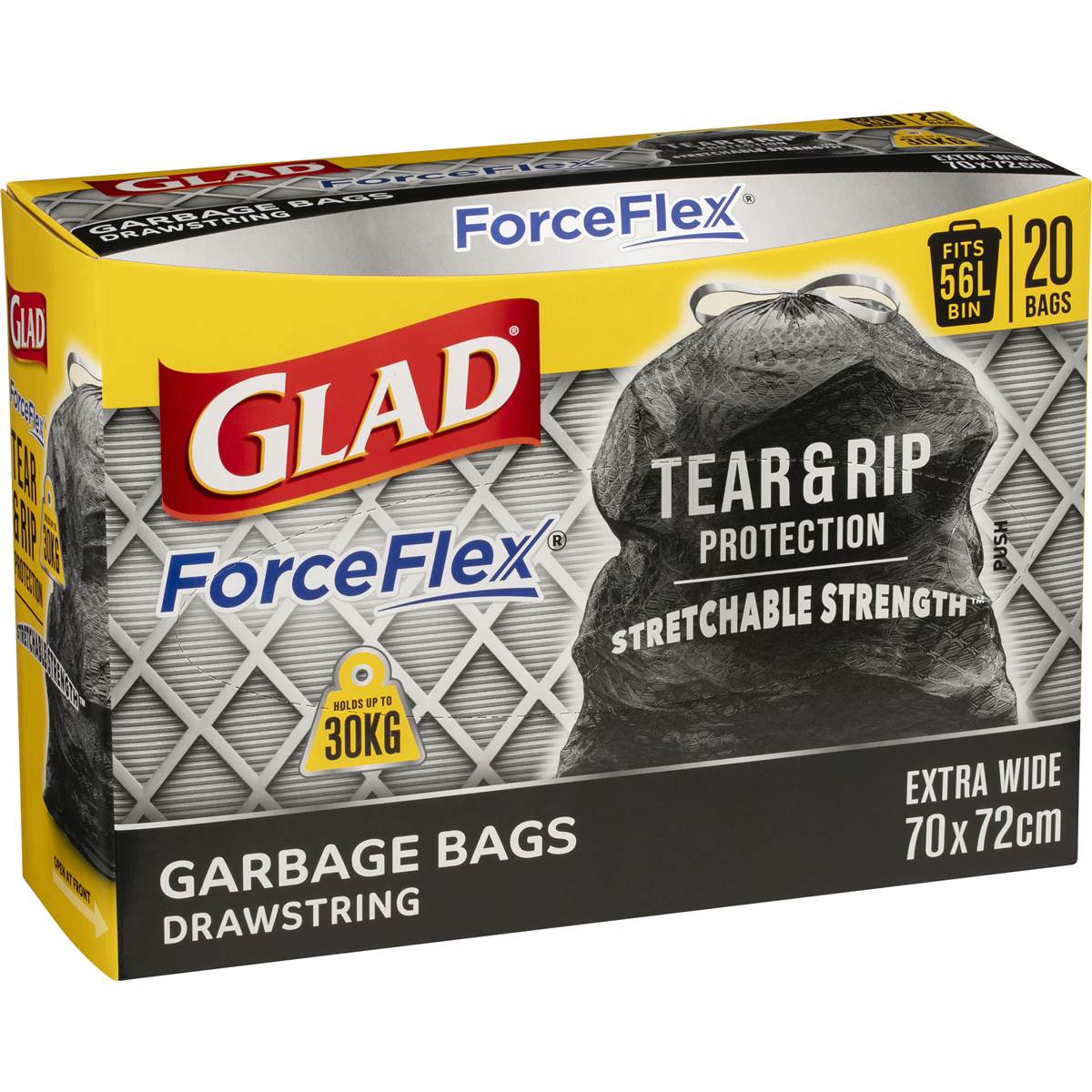 Glad Force Flex Drawstring 56L 20 pack