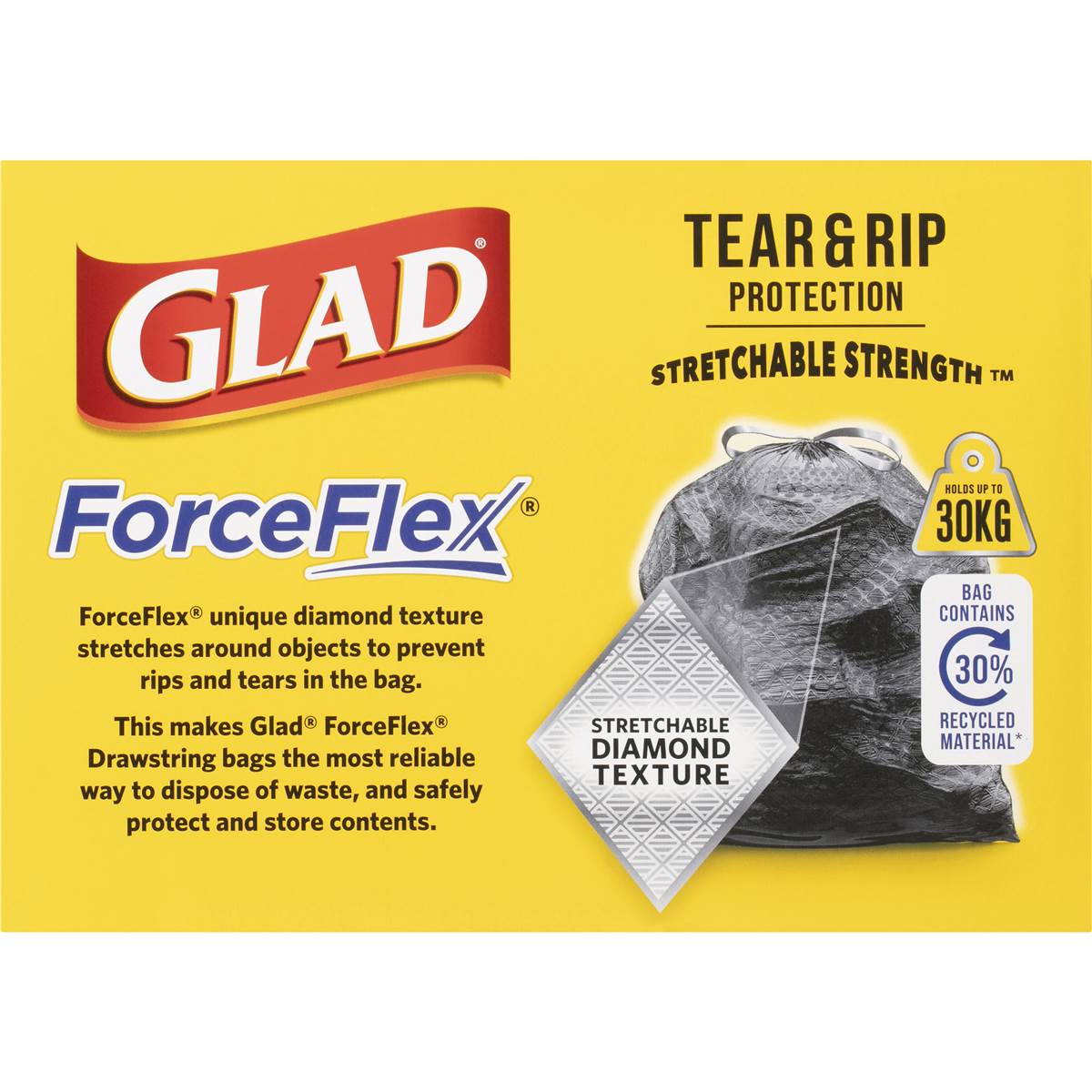 Glad Force Flex Drawstring 56L 20 pack