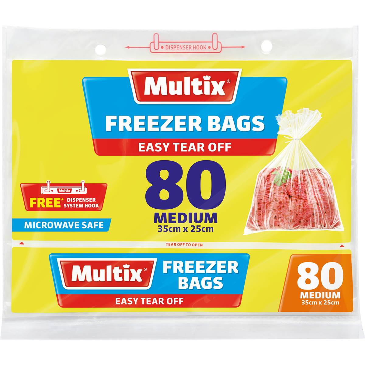 Multix Easy Tear Off Freezer Bags Medium 80 pack