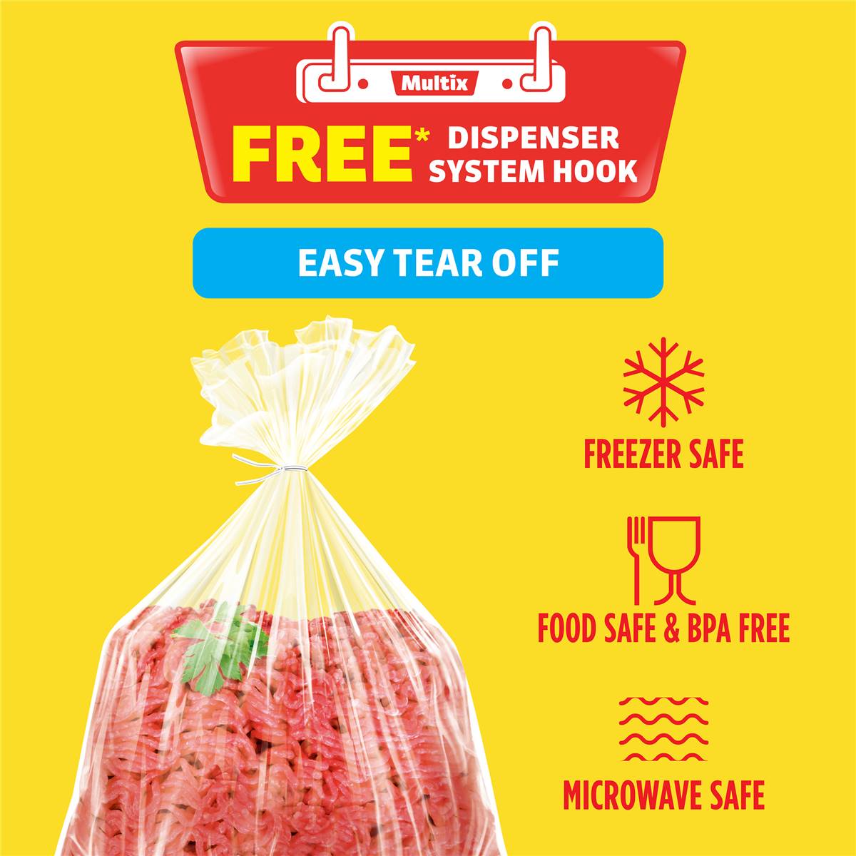 Multix Easy Tear Off Freezer Bags Medium 80 pack