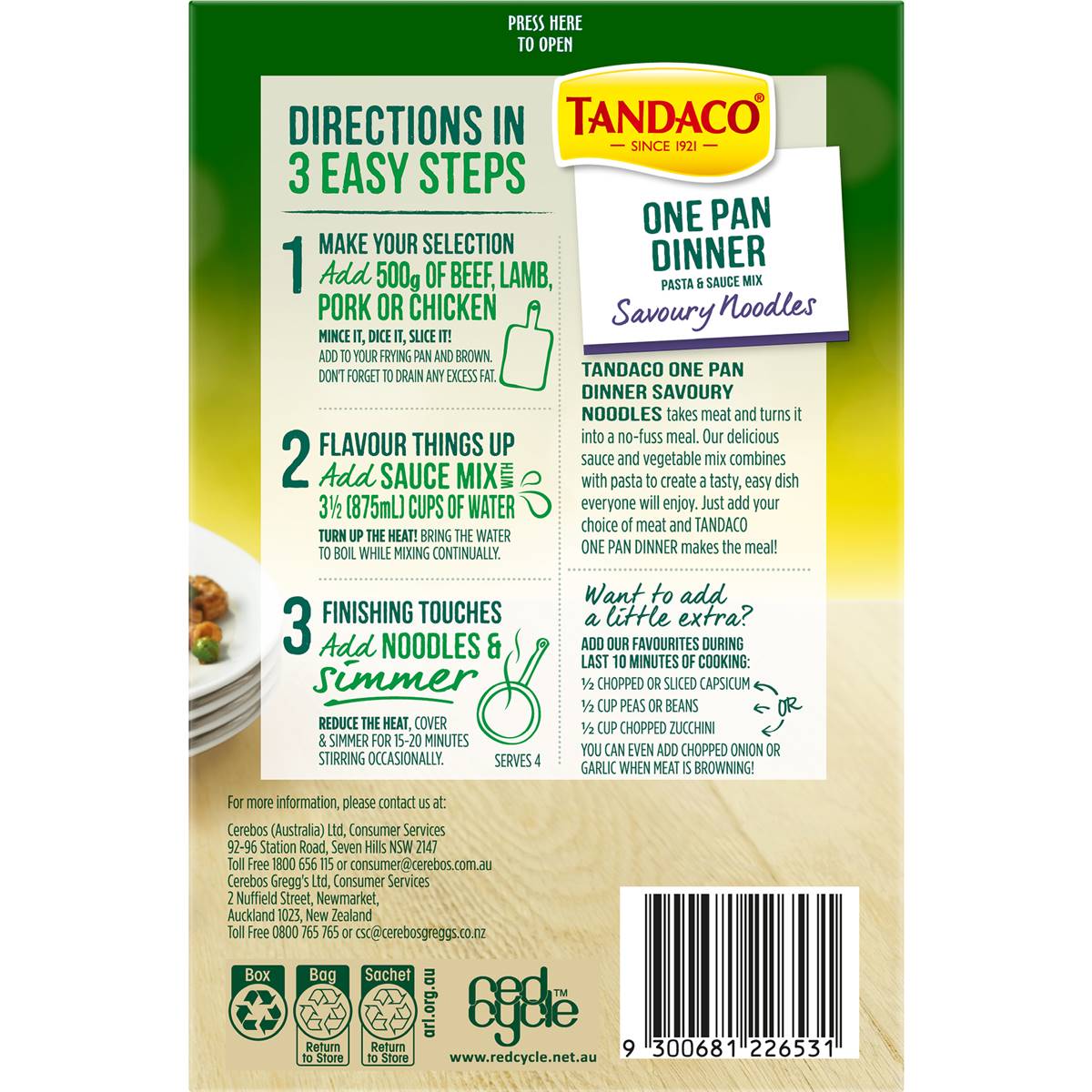 Tandaco One Pan Dinner Savoury Noodles 200g