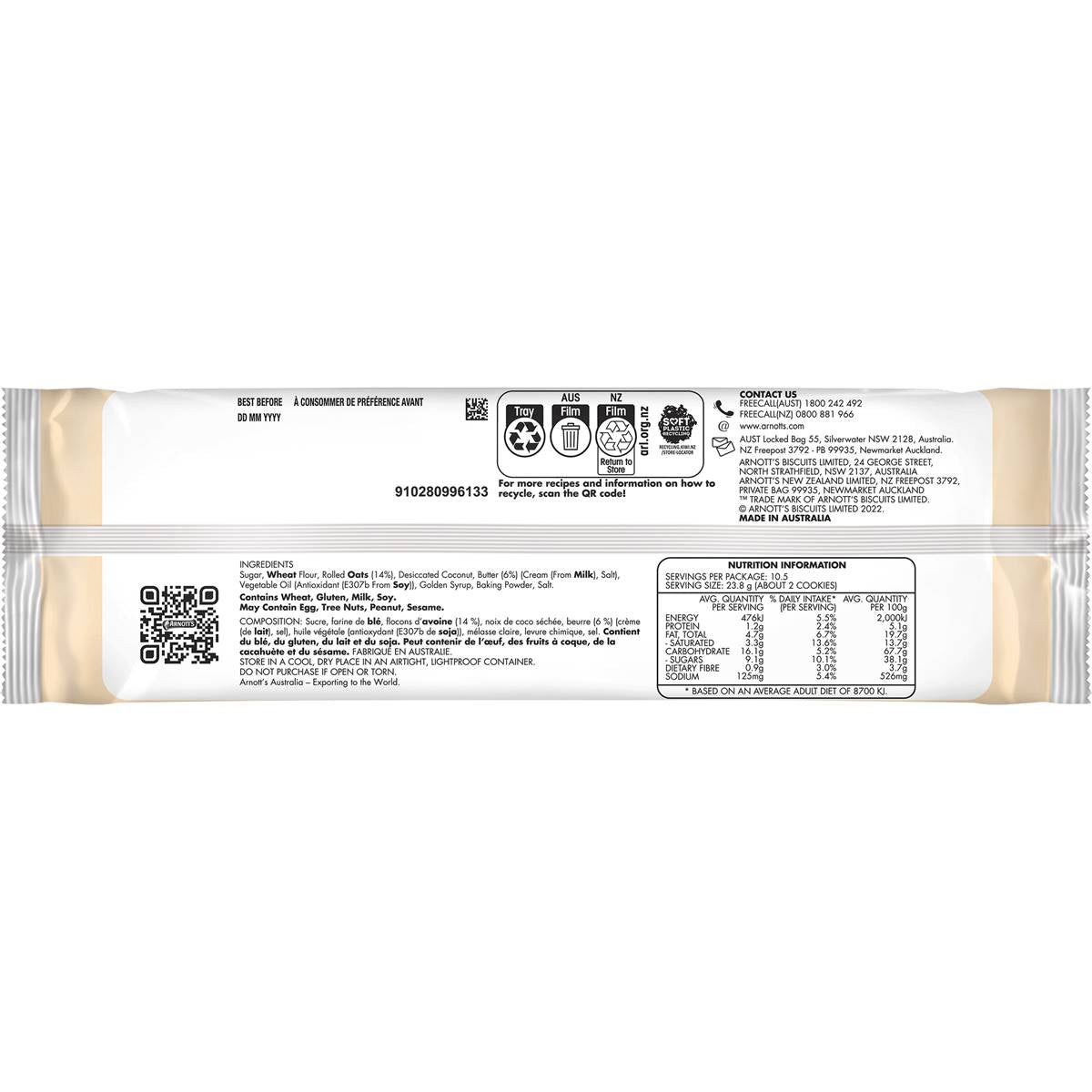 Arnotts Arnott's Butternut Snap Cookie Plain Biscuits 250g