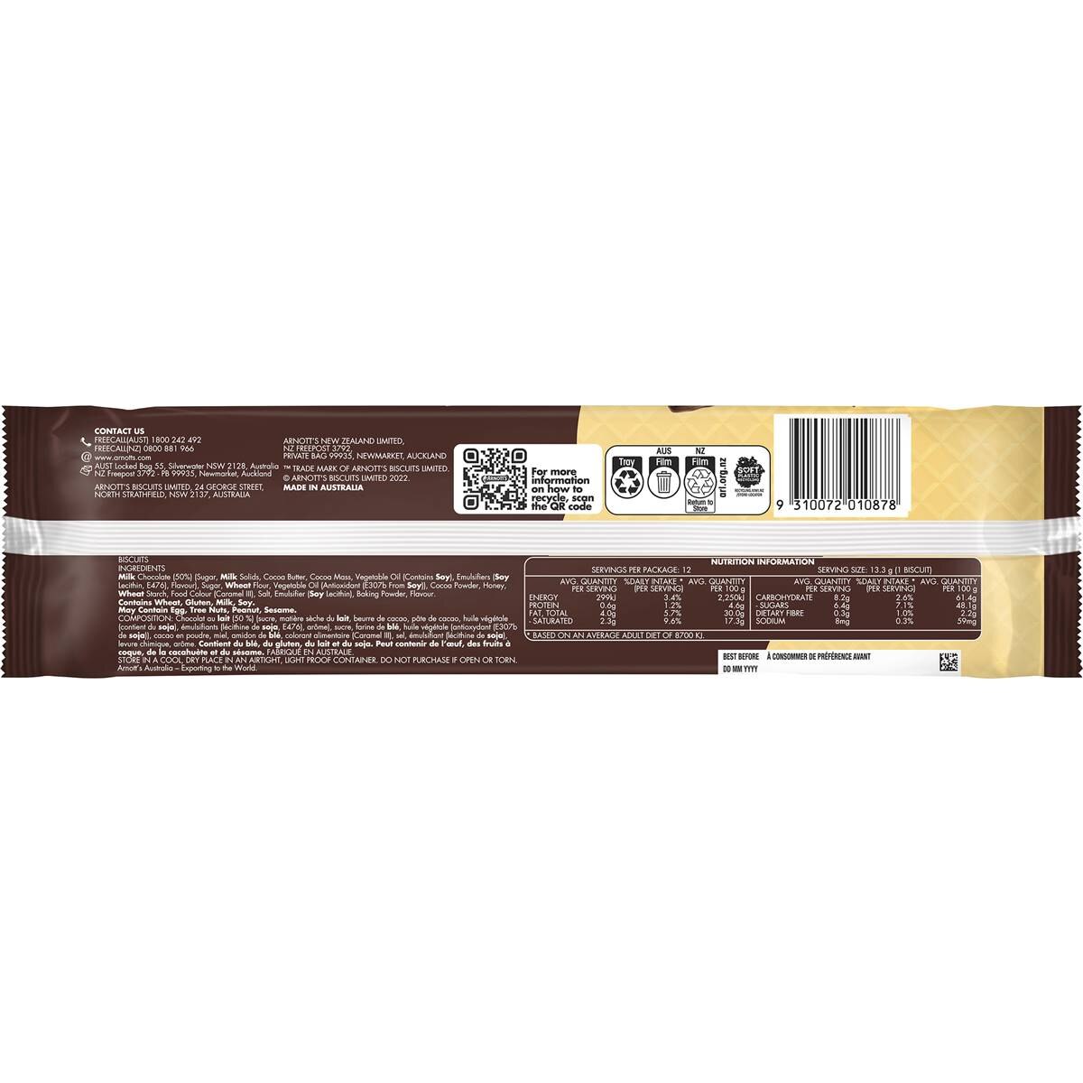 Arnotts Gaiety Chocolate Wafer Biscuits 160g