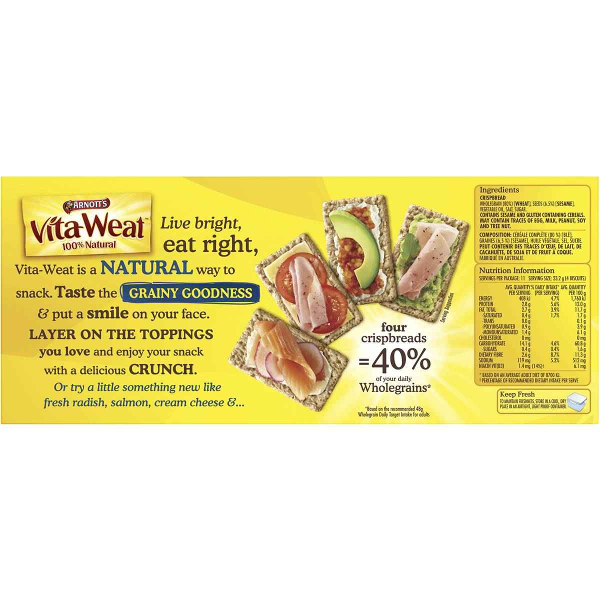 Arnotts Vita Weat Sesame Crispbreads 250g