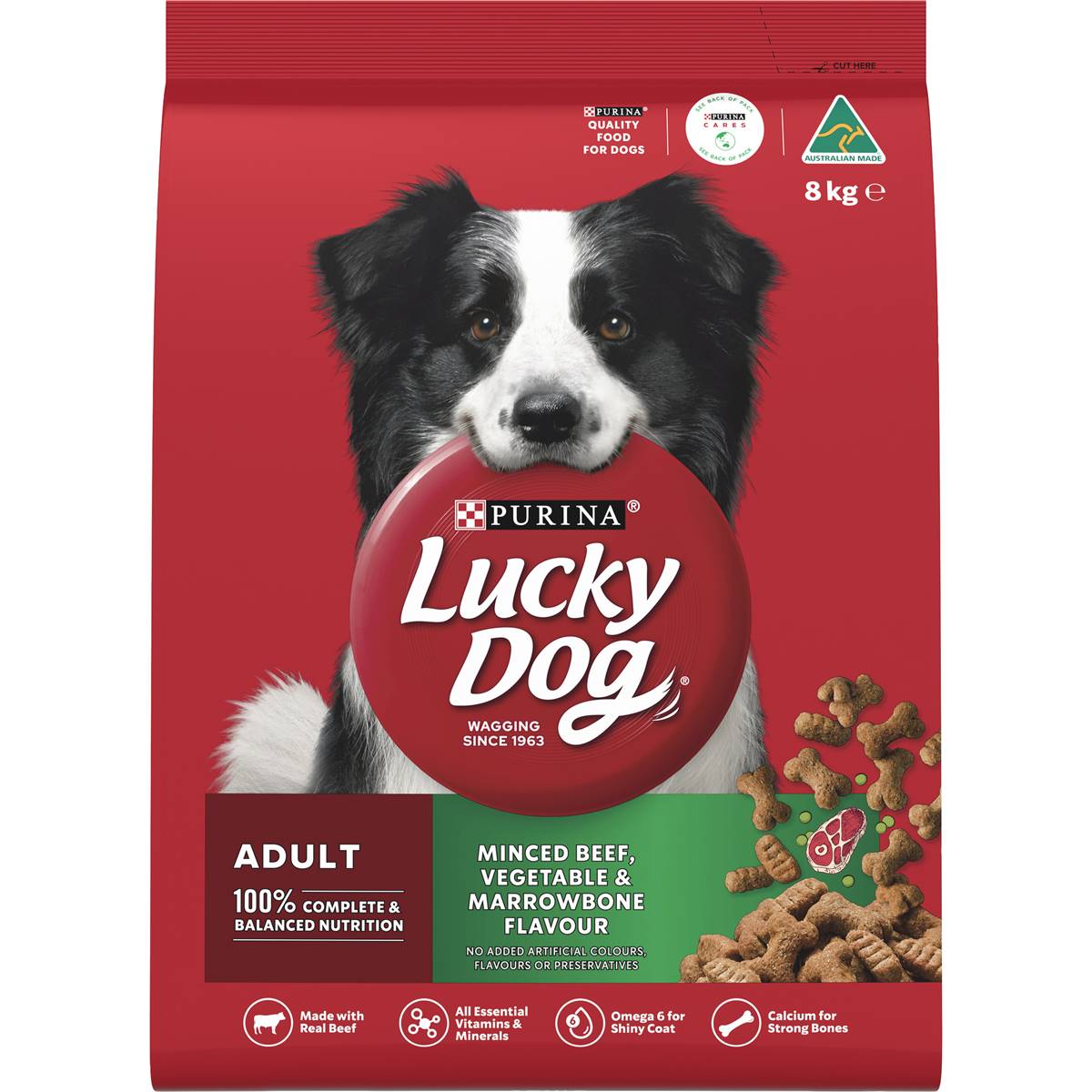 Lucky Dog Adult Minced Beef, Vege & Marrowbone Dry Dog Food 8kg