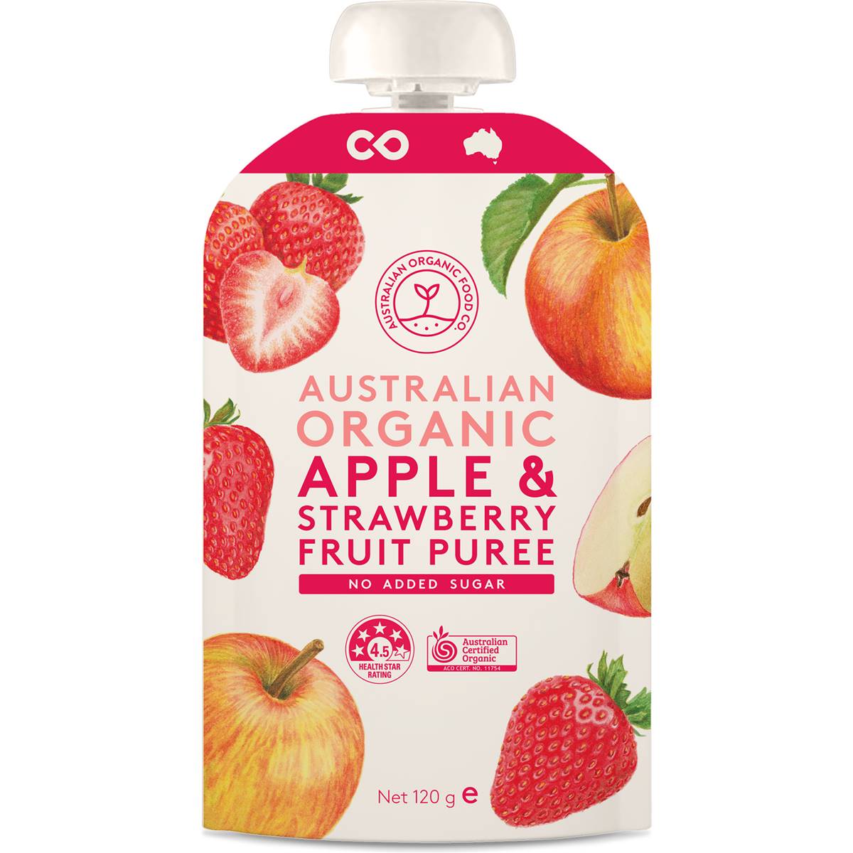 Australian Organic Food Co. Fruit Puree Apple & Strawberry 120g