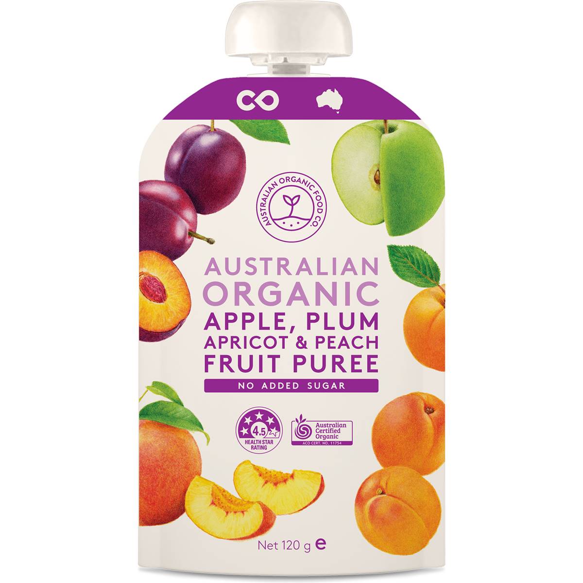 Australian Organic Food Co. Fruit Puree Apple Plum Apricot & Peach 120g