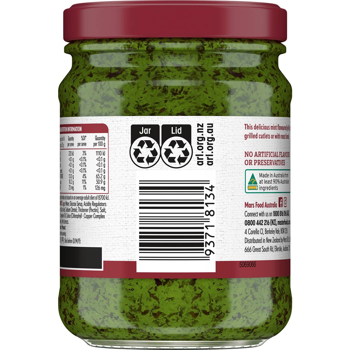 MasterFoods Mint Jelly Sauce 290g