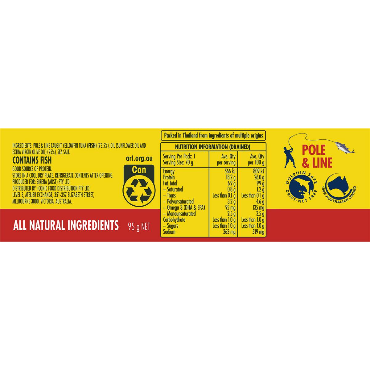 Sirena Tuna In Oil Italian Style 95g