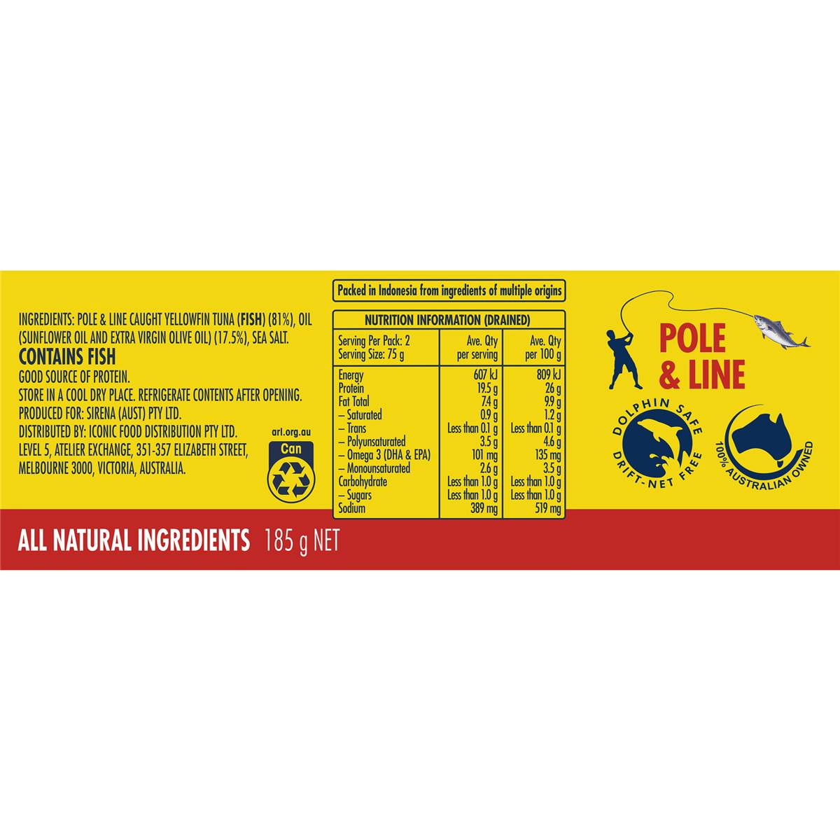 Sirena Tuna In Oil Italian Style 185g
