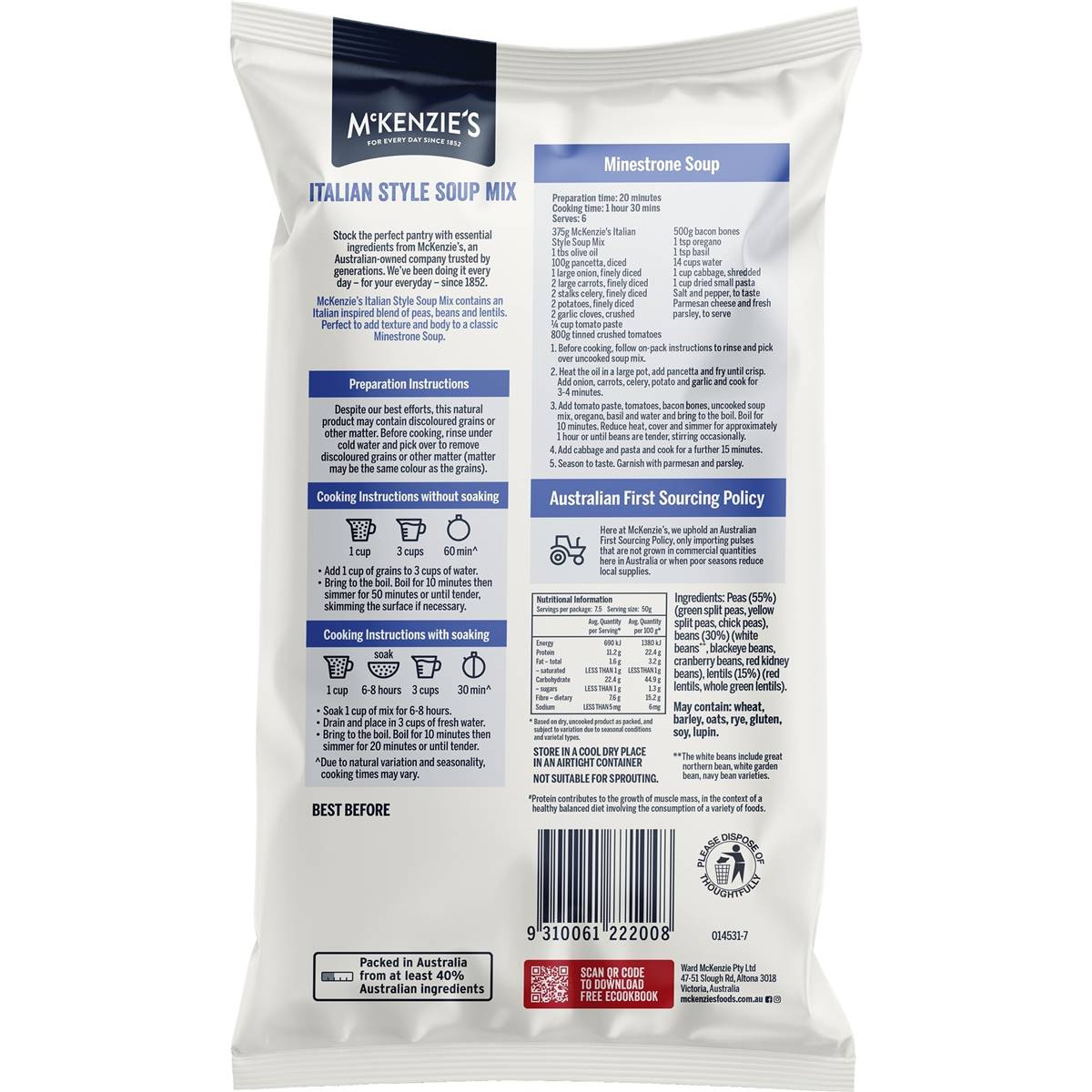 McKenzie's Soup Mix Italian Style 375g