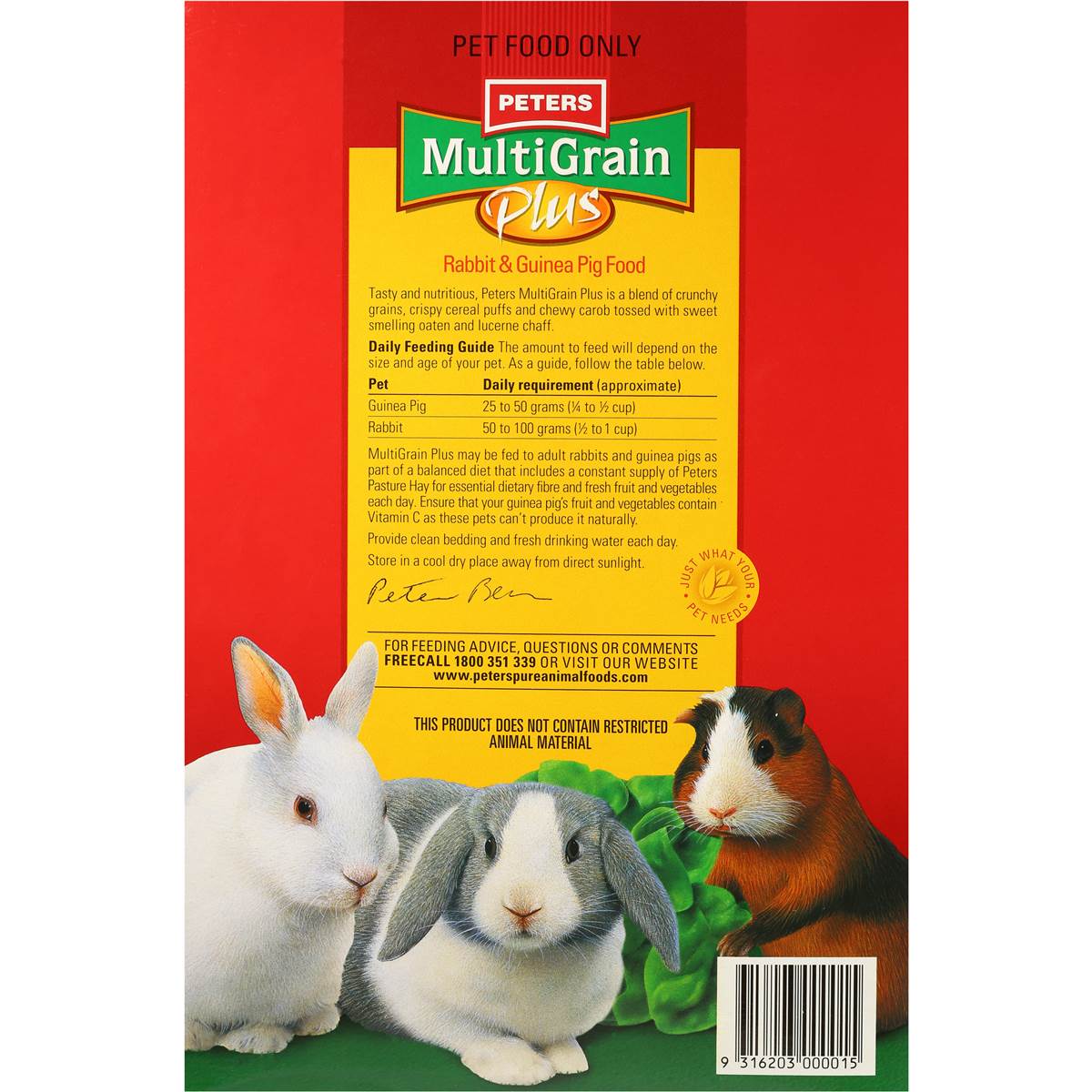 Peters Multigrain Mix Rabbit & Guinea Pig Food 2kg