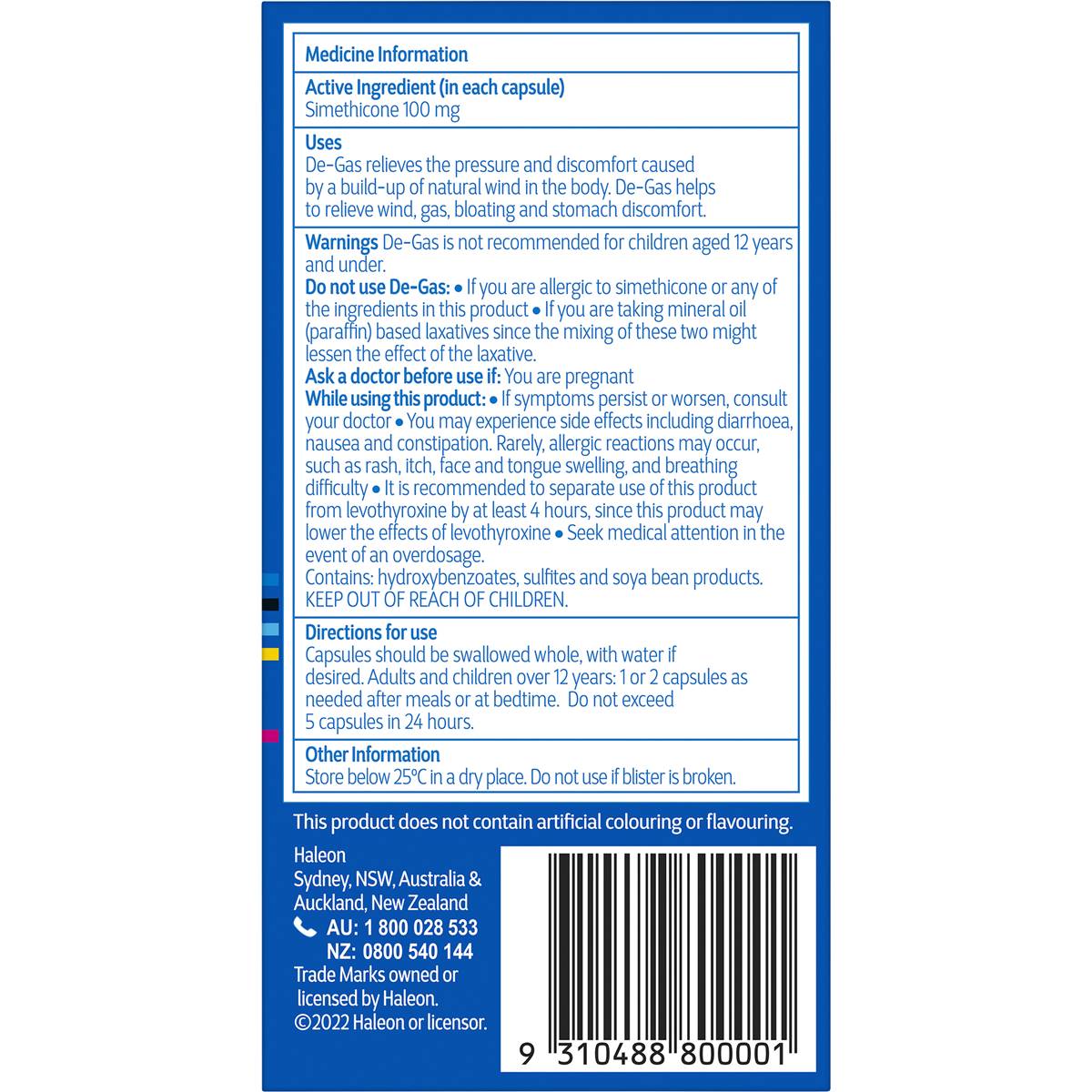 De-Gas Helps To Relieve Stomach Wind Bloating & Gas 24 Pack