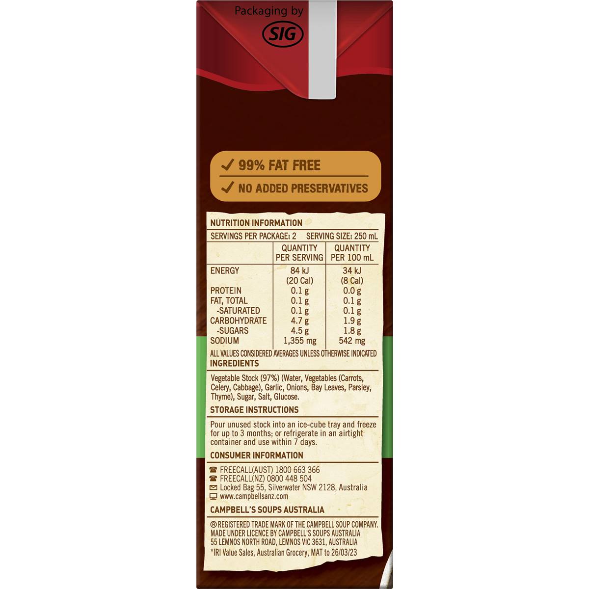 Campbell's Real Stock Vegetable Liquid Stock 500ml