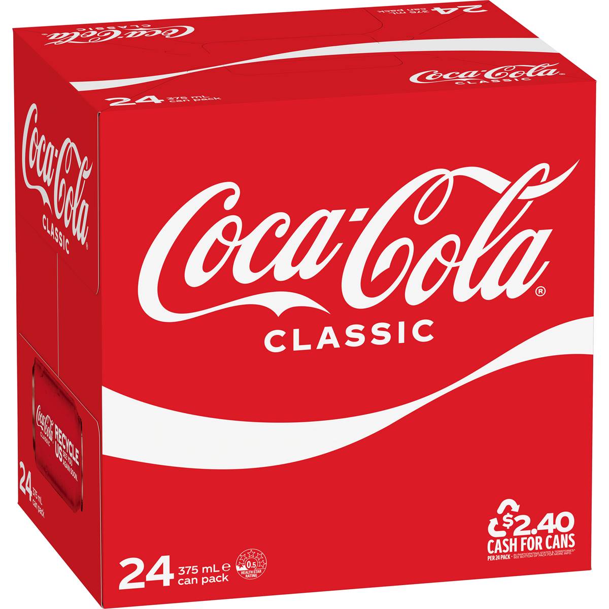 Coca-Cola Classic Soft Drink Multipack Cans 375ml X 24 Pack