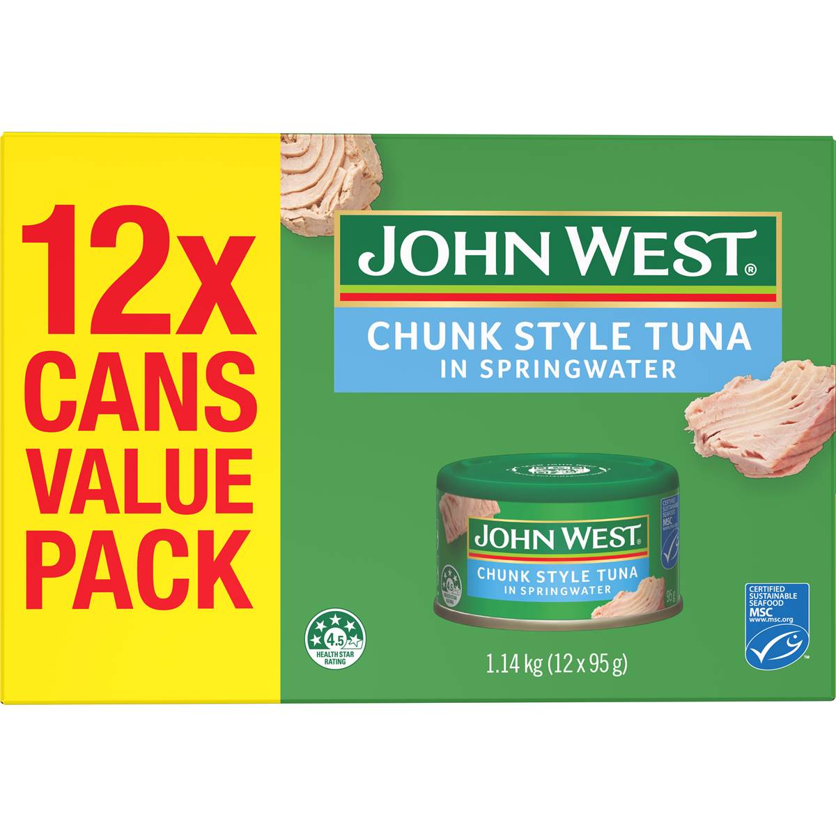 John West Chunk Style Tuna In Springwater Value Pack 95g x 12 pack