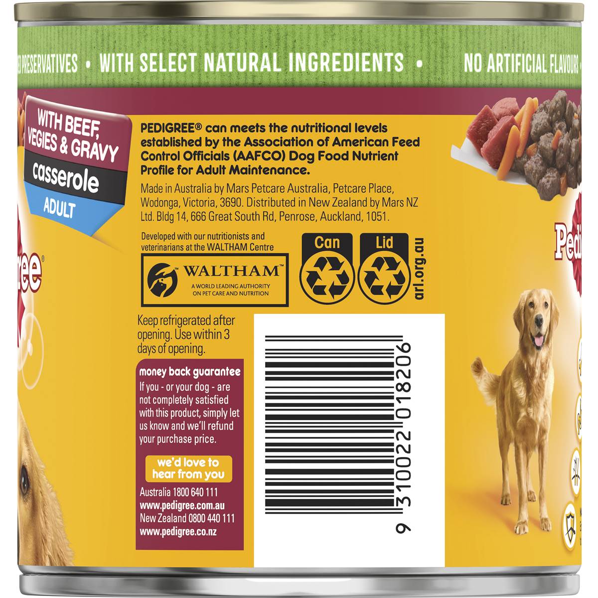 Pedigree Adult Wet Dog Food with Beef, Vegies & Gravy Casserole Can 700g