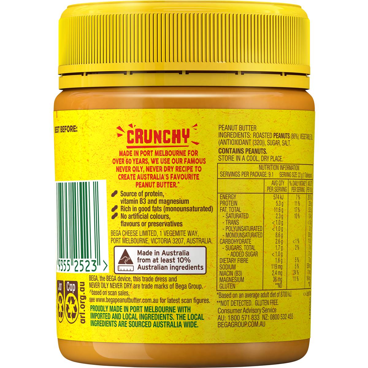 Bega Peanut Butter Crunchy 200g