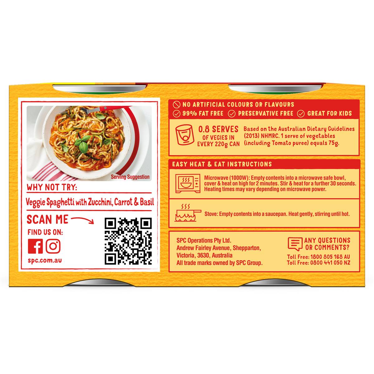 SPC Spaghetti Tomato & Cheese Sauce 220g x 4 Pack