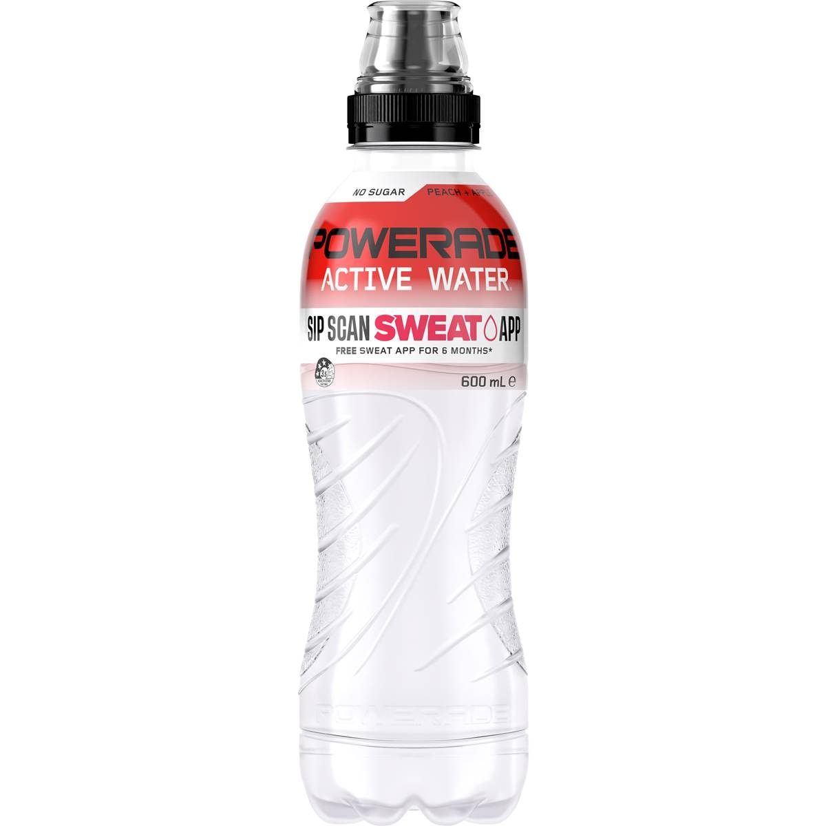 Powerade Active Water Apple & Peach Sports Drink Sipper Cap 600ml